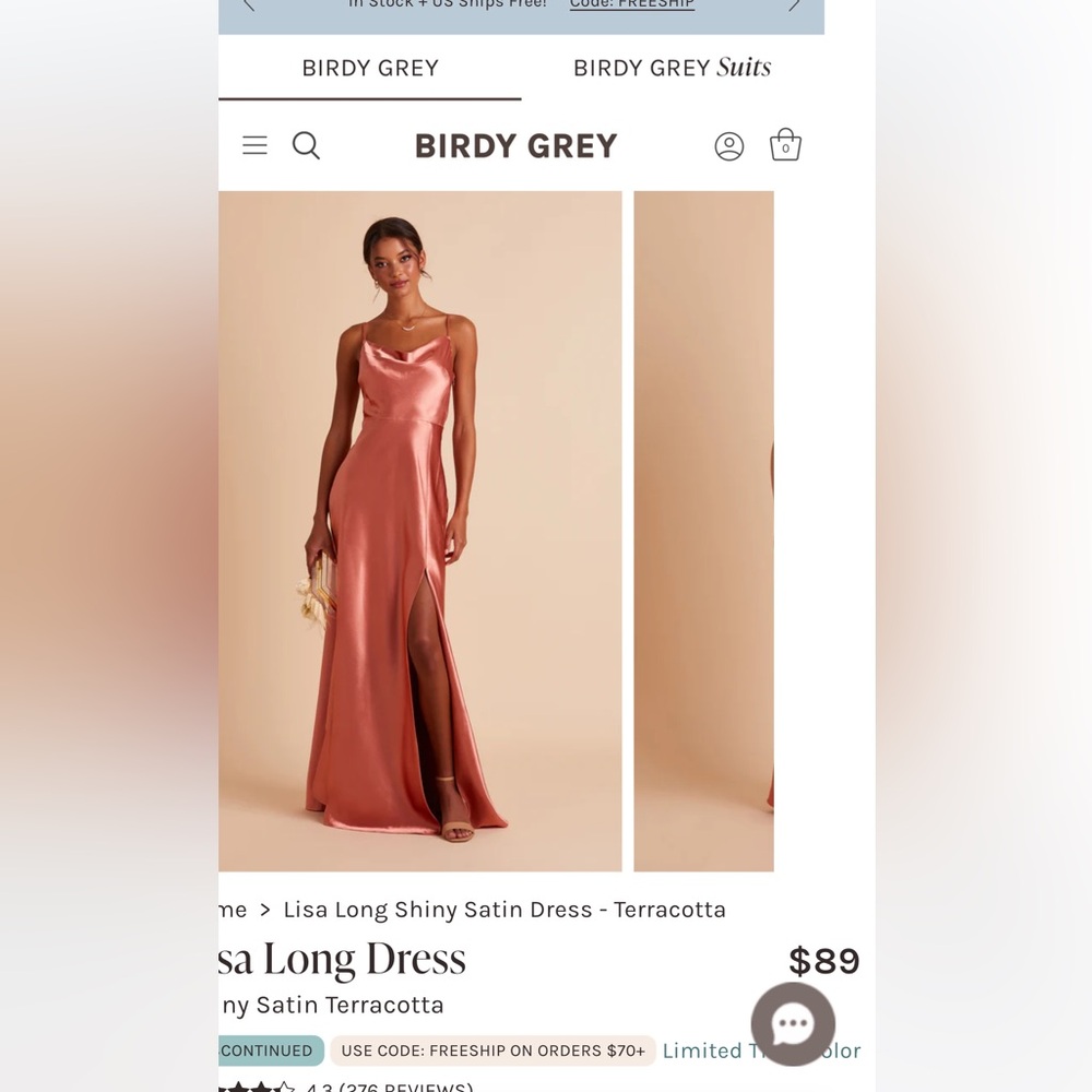 Long Shiny Satin Dress - Terracotta